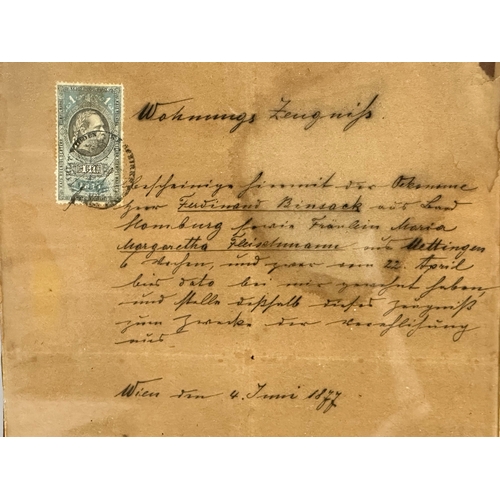 502 - A collection of 19th Century German certificates. Imperial German Embassy marriage  certificates etc... 