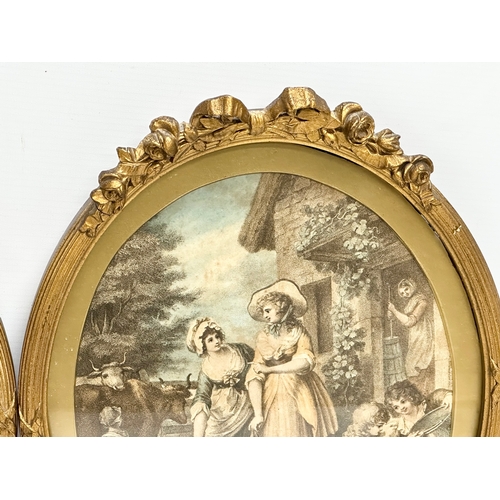 417 - 3 Late 19th Century gilt framed prints. 27x34cm