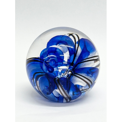 105 - 3 art glass paperweights. Eirian, Wedgwood, Glass Eye Studio.