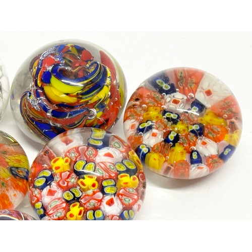 107 - 6 vintage art glass paperweights.