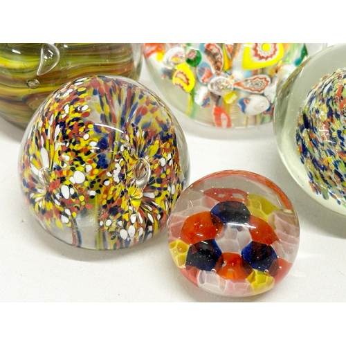 109 - 5 vintage art glass paperweights.