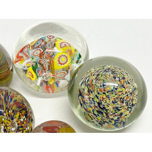 109 - 5 vintage art glass paperweights.