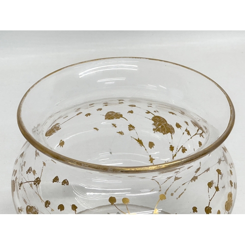 32 - St Louis. A Late 19th Century French gilt glass bowl on a gilded brass base. 16x15cm