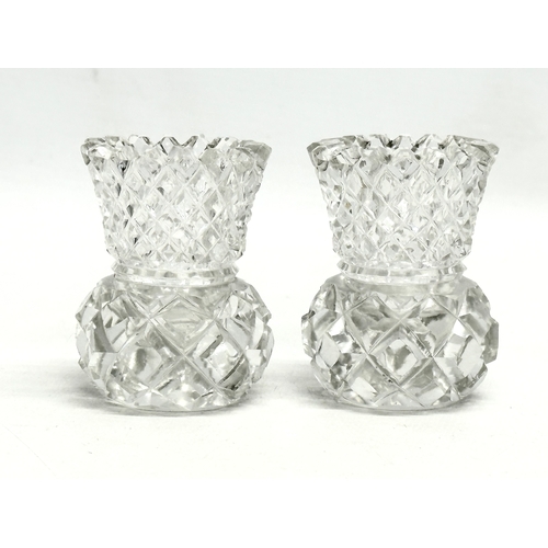 418 - A collection of Late 19th and Early 20th Century glassware. A pair of small Victorian diamond cut bu... 