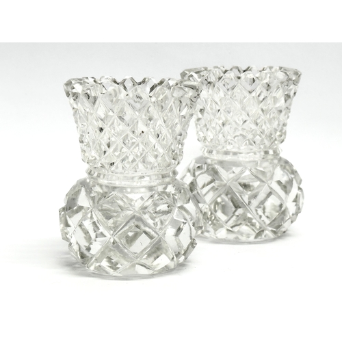 418 - A collection of Late 19th and Early 20th Century glassware. A pair of small Victorian diamond cut bu... 