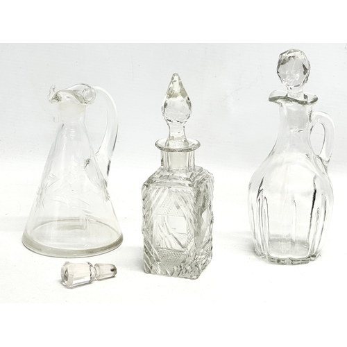 418 - A collection of Late 19th and Early 20th Century glassware. A pair of small Victorian diamond cut bu... 