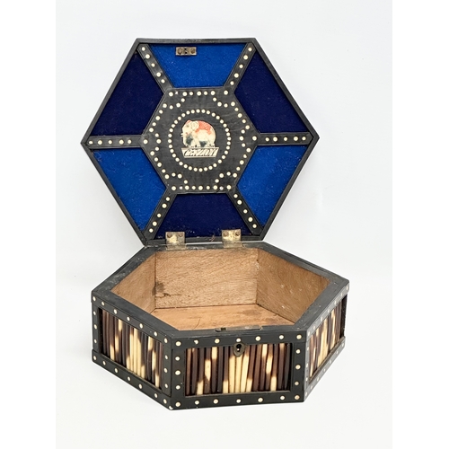 87 - A Mid 19th Century Ceylonese Anglo-Indian jewellery box. 22x19x9cm.