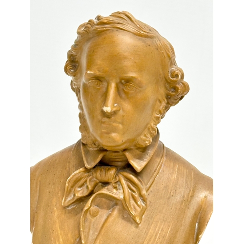 553 - Robinson and Leadbeater. A parian ware bust of Mendelssohn. 20cm