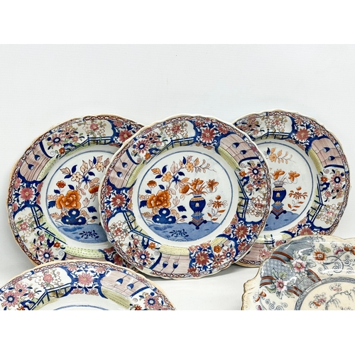 422 - Early 19th Century Mason’s Patent Ironstone. 3 dinner plates, soup bowl and side plate. With an Earl... 