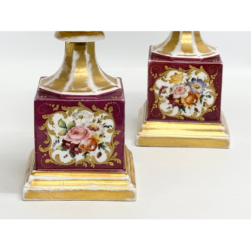 6 - A pair of large Early 19th Century French Empire style, Paris Porcelain campana urns.  17x33cm