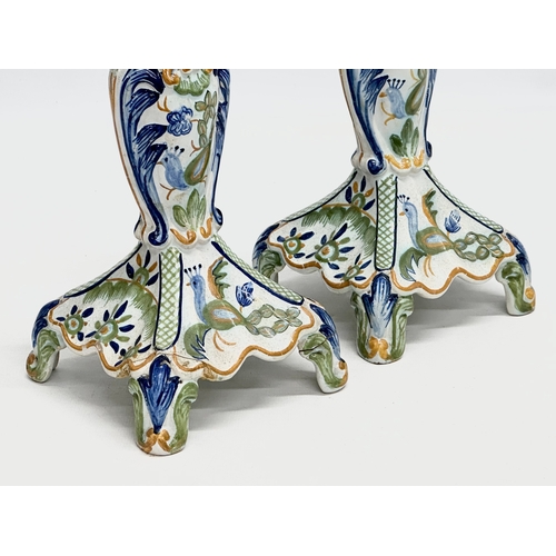 180 - A pair of Late 19th/Early 20th Century Faience earthenware candlesticks. Marked Mosanic 48. Circa 19... 