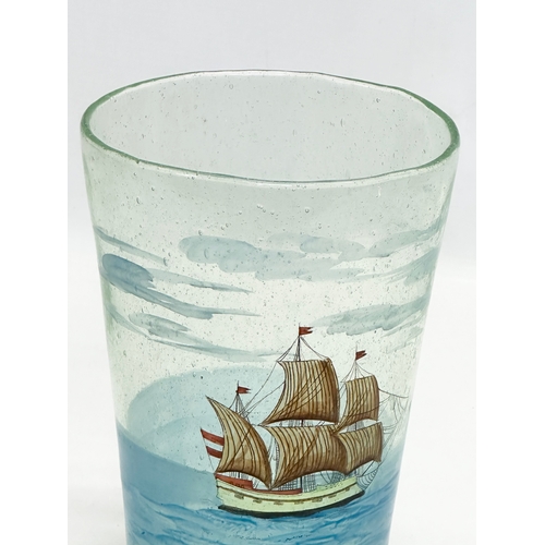 90 - An unusual Stiegel style glass nautical vase. Early/Mid 20th Century, in the 18th Century Stiegel st... 