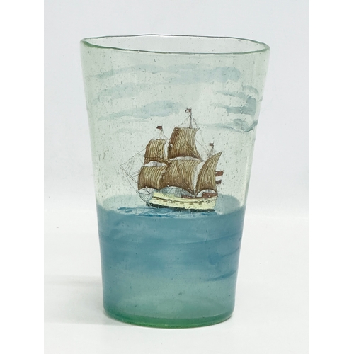 90 - An unusual Stiegel style glass nautical vase. Early/Mid 20th Century, in the 18th Century Stiegel st... 