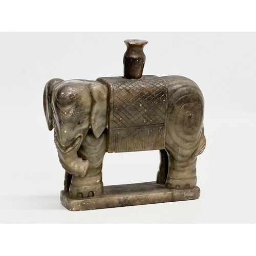 46 - A pair of  Late 19th Century Chinese soapstone elephants. 13x14cm.