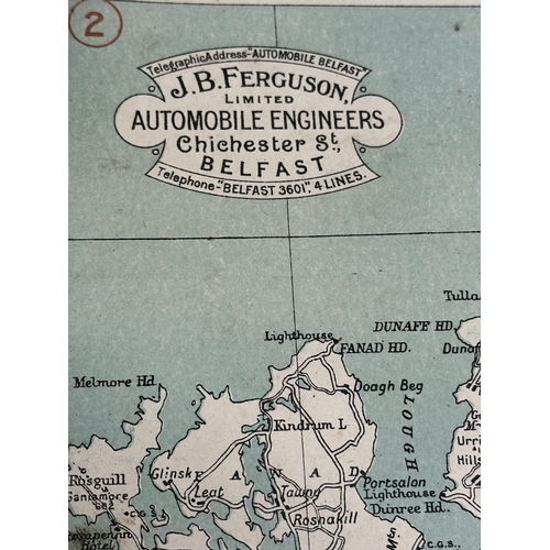 504 - An Early/Mid 20th Century J.B. Ferguson LTD Motorists’ Map of Ireland. In original folder.