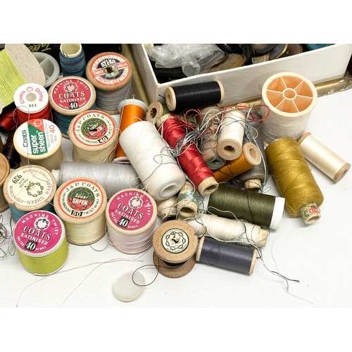 561 - A large quantity of vintage sewing equipment. J.P. Coats, Sylko, Clark & Co, Sylvia. Silk reels, but... 