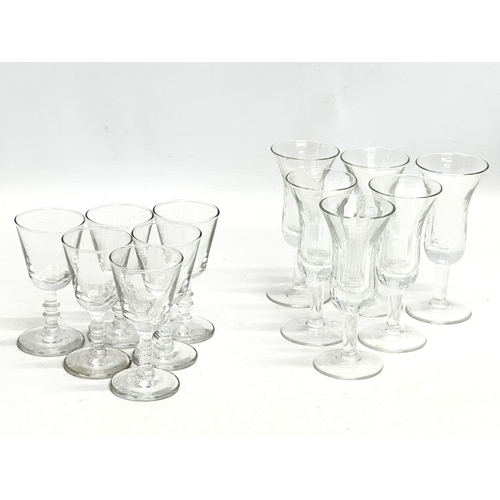 263 - 2 sets of 6 Late 19th Century sherry glasses. 1890-1900. 10.5cm. 8cm.