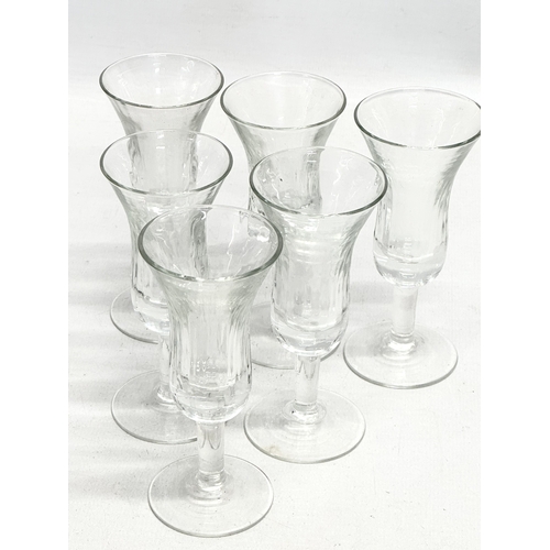 263 - 2 sets of 6 Late 19th Century sherry glasses. 1890-1900. 10.5cm. 8cm.