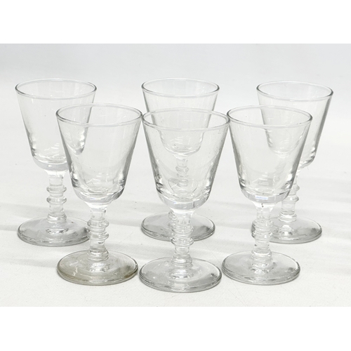 263 - 2 sets of 6 Late 19th Century sherry glasses. 1890-1900. 10.5cm. 8cm.