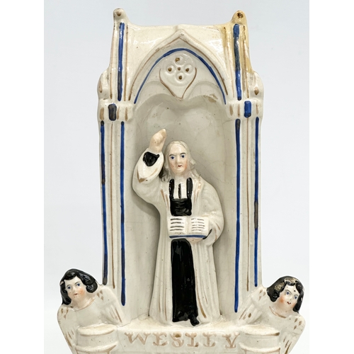 329 - A 19th Century Victorian Staffordshire Pottery John Wesley preaching figurine. 27.5cm