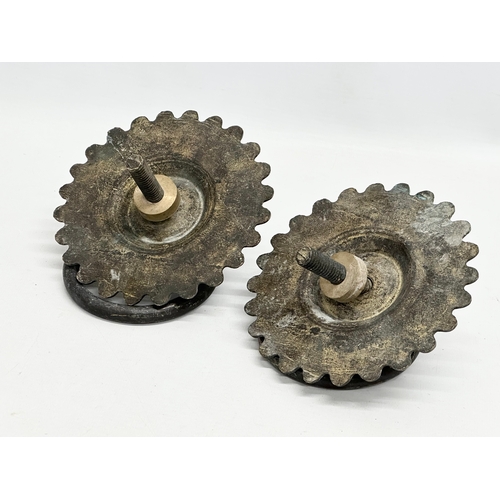 238 - A pair of Early/Mid 20th Century Georgian style bronzed brass door pulls/door knockers. 14cm