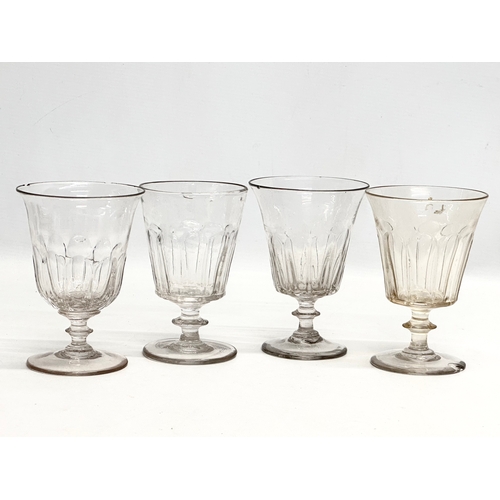 239 - A set of 6 Irish 18th Century George II glass wine glasses/rummers. Circa 1727-1760. 9.5x13.5cm.