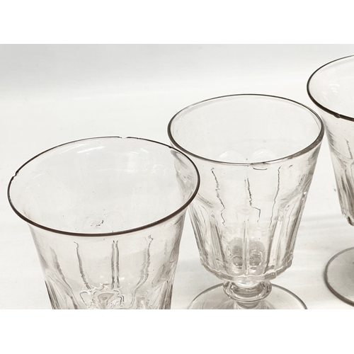 239 - A set of 6 Irish 18th Century George II glass wine glasses/rummers. Circa 1727-1760. 9.5x13.5cm.