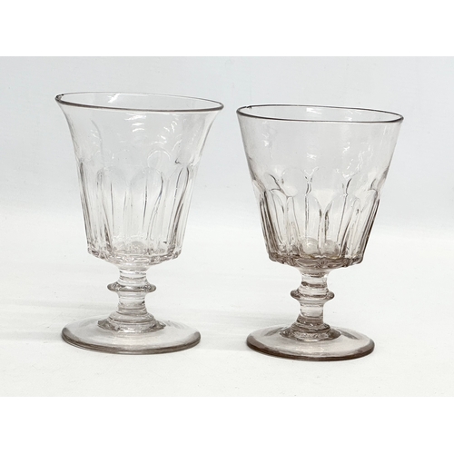 239 - A set of 6 Irish 18th Century George II glass wine glasses/rummers. Circa 1727-1760. 9.5x13.5cm.