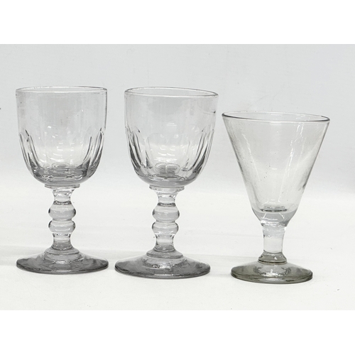 250 - 6 Mid/Late 19th Century Victorian glass runners/port glasses.