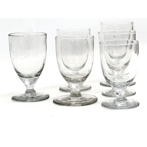 253 - A set of 6 Mid 19th Century Victorian glass rummers/gin glasses. 11.5cm. 10.5cm. 9.5cm.