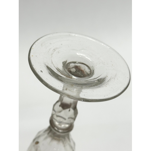 255 - An 18th Century George III face cut wine glass/port glass. Circa 1780-1800. 11.5cm