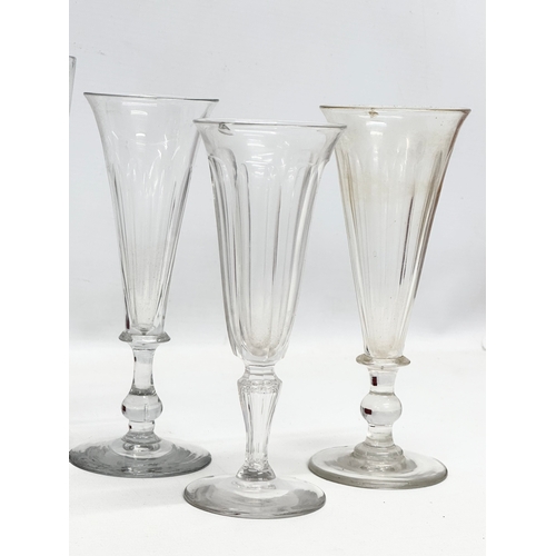 256 - 8 large 19th Century Victorian ale glasses. 20cm. 18cm. 17cm. Damaged.