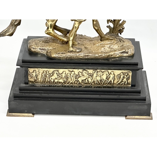 15 - A pair of excellent quality 19th Century Marly Horses on slate and brass bases. After Guillaume Cous... 