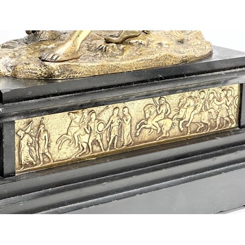 15 - A pair of excellent quality 19th Century Marly Horses on slate and brass bases. After Guillaume Cous... 