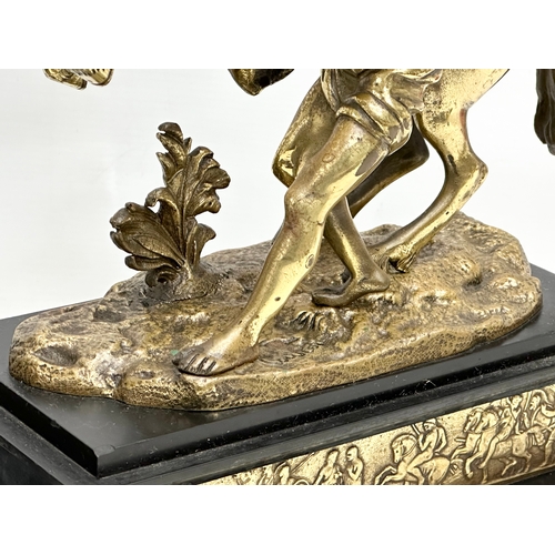 15 - A pair of excellent quality 19th Century Marly Horses on slate and brass bases. After Guillaume Cous... 