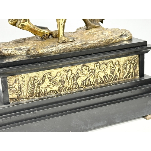 15 - A pair of excellent quality 19th Century Marly Horses on slate and brass bases. After Guillaume Cous... 