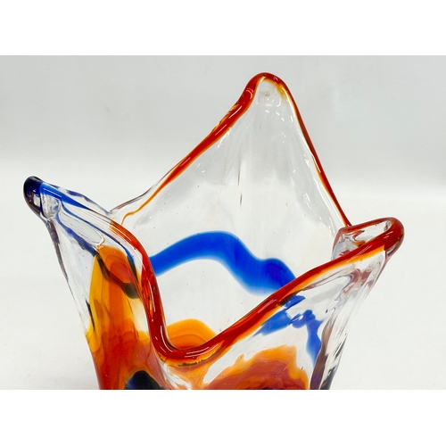 339 - A Mid Century Japanese art glass vase. 15x17x21cm.