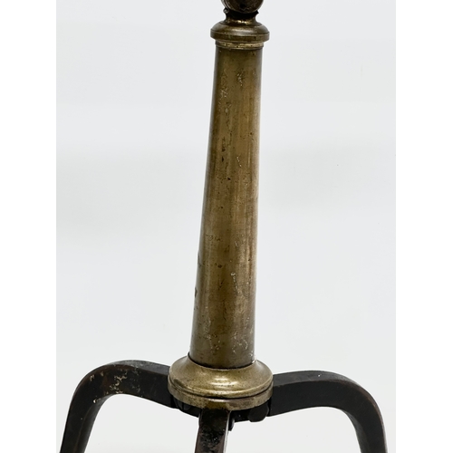 41 - Watson & Sons. A 19th Century 5 draw brass and leather bound telescope on a brass and iron tripod ba... 