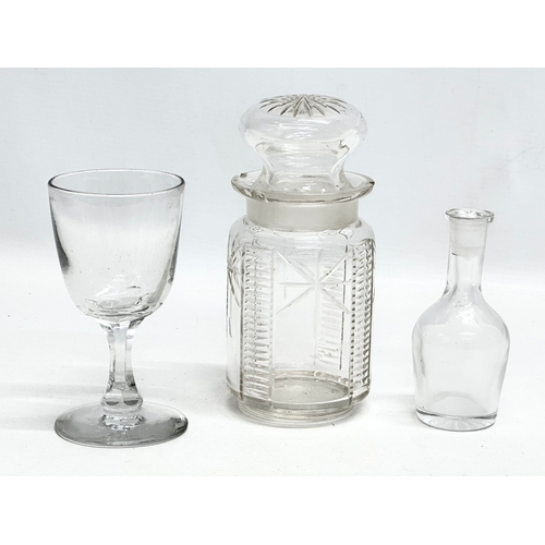 796 - A collection of 19th Century Victorian glassware. Water jug, jar, rummer and small bottle.