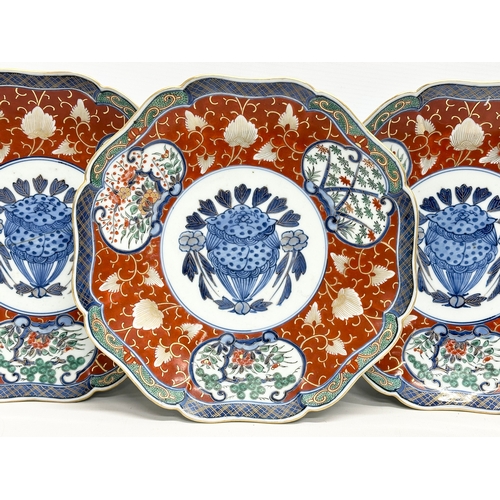 209 - 4 Imari plates. Including a set of 3 scalloped rim Imari plates with Ming 6 character mark and a Lat... 