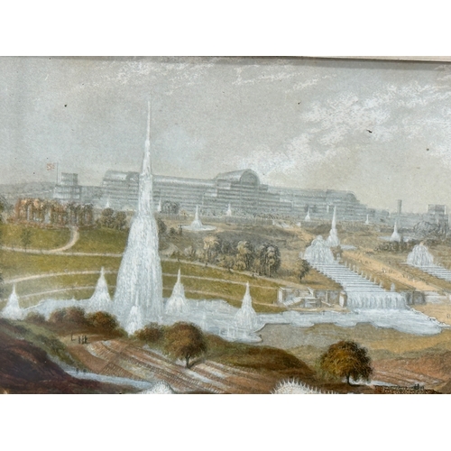 173 - George Baxter. A Mid 19th Century print in oil colours. Depicting The Crystal Palace and the Victori... 