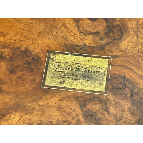 48 - James S. Ewart. A large 19th Century Victorian burr walnut writing slope. Belonging to James S. Ewar... 