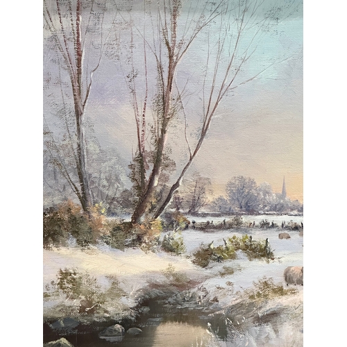 301 - William Cunningham. Oil on canvas. A Winter Landscape. 40x30cm. Frame 48x38cm.