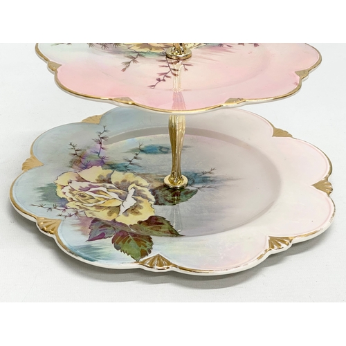 579 - A Mid 20th Century Royal Winton Lustre 2 tier cake stand. 25x26cm.