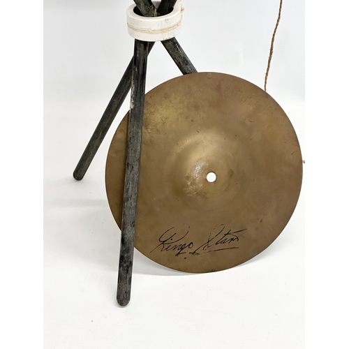 721A - A rare Selcol The Beatles Ringo Starr drum with original stand and cymbal.