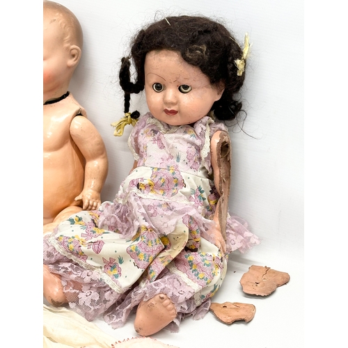 754 - 2 Early 20th Century dolls for repair.