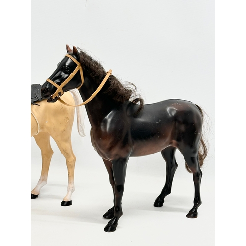 761 - 3 vintage dolls horses by Marx and Sindy.