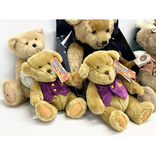 847 - A collection of teddy bears. Harrods Christmas Bear 2001. Harrods Millennium Bear 2000. Chad Valley ... 