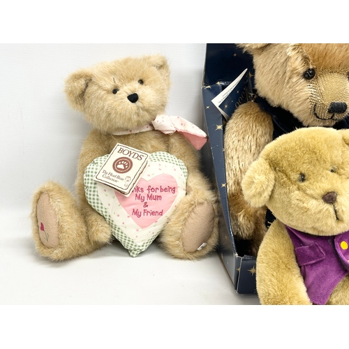 847 - A collection of teddy bears. Harrods Christmas Bear 2001. Harrods Millennium Bear 2000. Chad Valley ... 