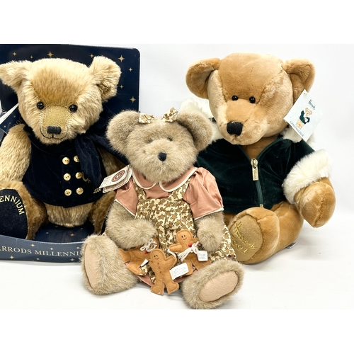 847 - A collection of teddy bears. Harrods Christmas Bear 2001. Harrods Millennium Bear 2000. Chad Valley ... 